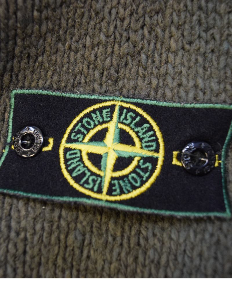 Stone Island Vintage Fishermans Knit khaki green detail view
