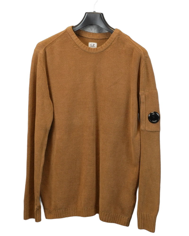 Stone Island Lens Dense Cotton Knit brown front view