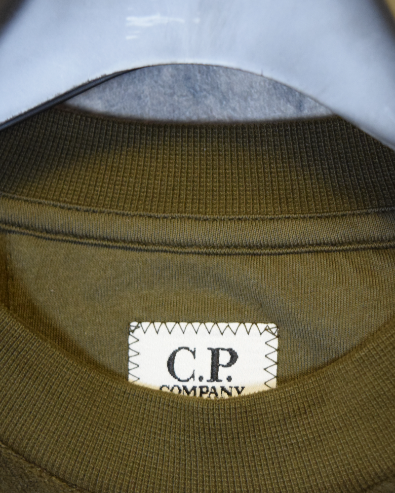 C.P Company Soft Fleece Lens Sweatshirt khaki green detail view