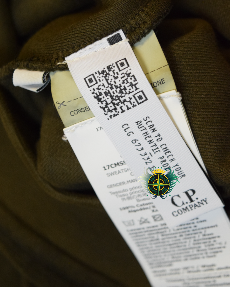 C.P Company Soft Fleece Lens Sweatshirt khaki green detail view