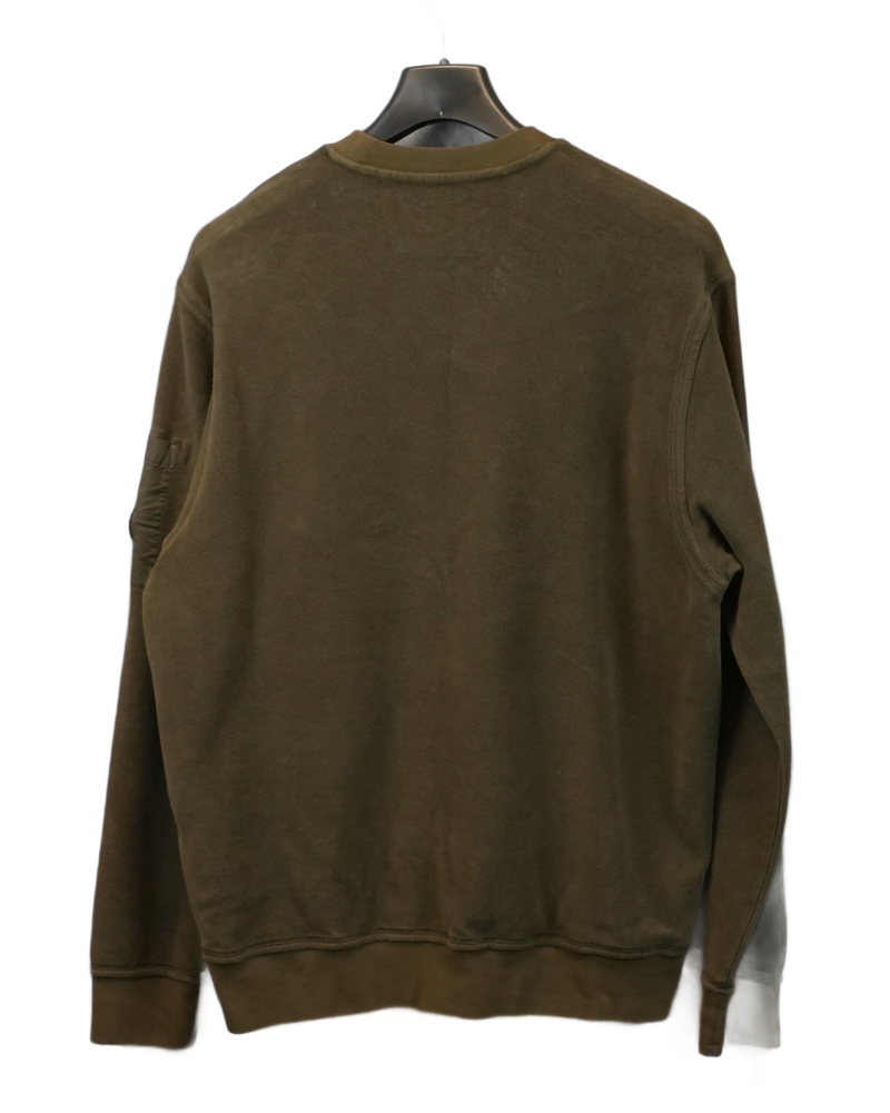 C.P Company Soft Fleece Lens Sweatshirt khaki green back view