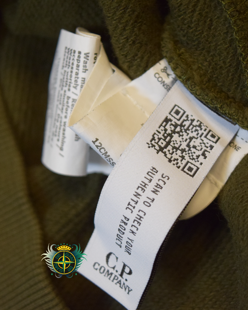 C.P Company full zip lens sweatshirt military green detail view