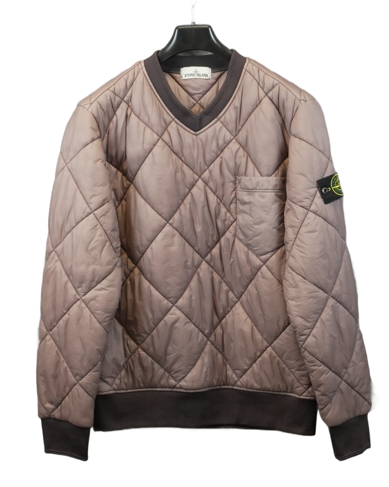 Stone island Garment Dyed Quilted Micro Yarn Jumper Rose Quarts front view