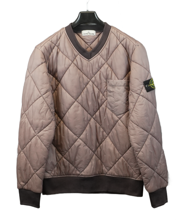 Stone island Garment Dyed Quilted Micro Yarn Jumper Rose Quarts front view