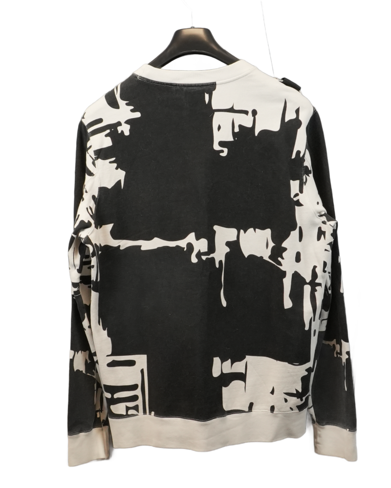 MA strum Over Camo Print Crewneck Sweatshirt Black and White back view