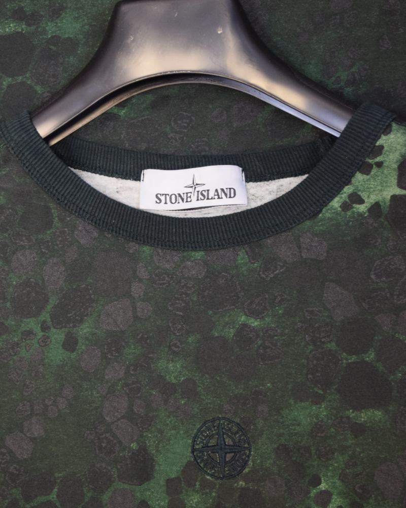 Stone Island Aligator camo Print Long Sleeve Tshirt Green detail view