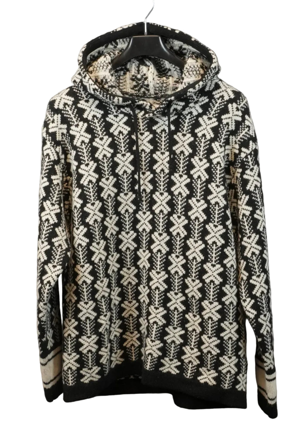 C.P Company Wool Jacquard Logo Hooded Knit Black And White