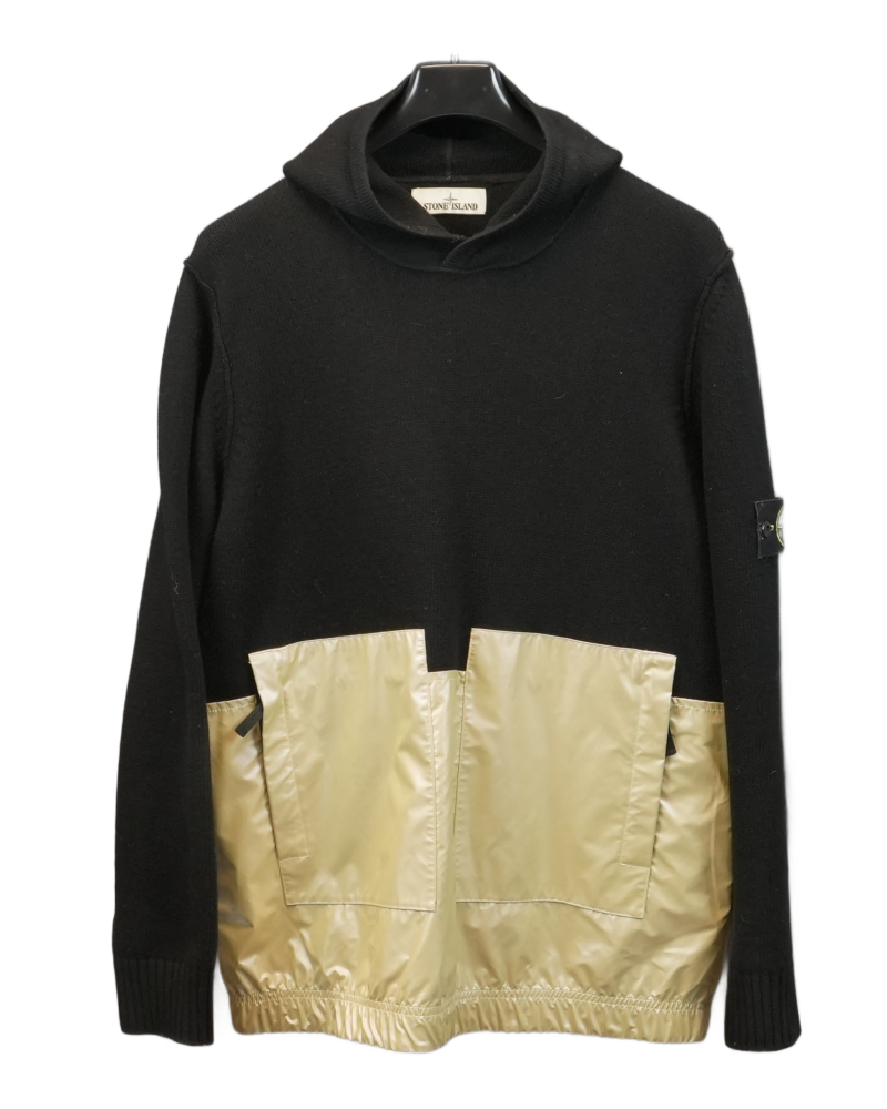 Stone island Iridescent Coating Tela Reflex Hoodie Black front view