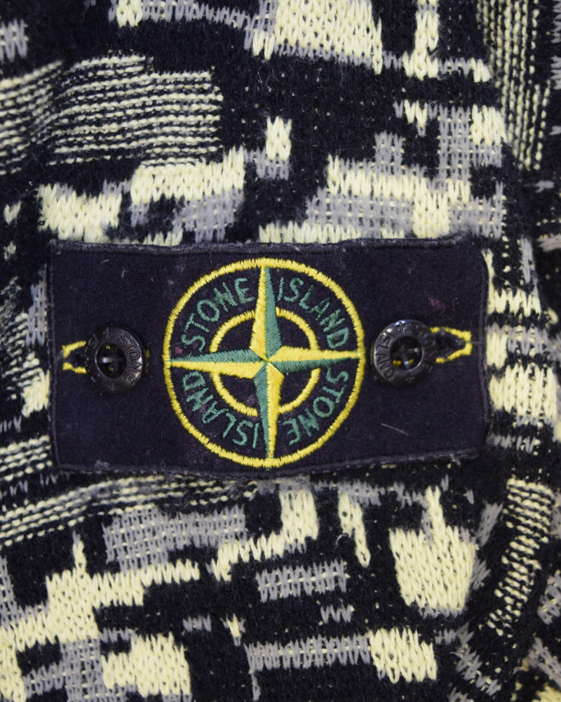 Stone island Twisted pixel camo knit jumper Black/yellow detail view