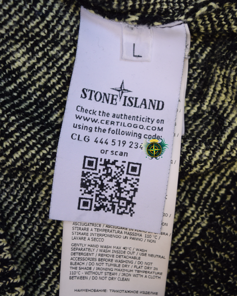 Stone island Twisted pixel camo knit jumper Black/yellow detail view