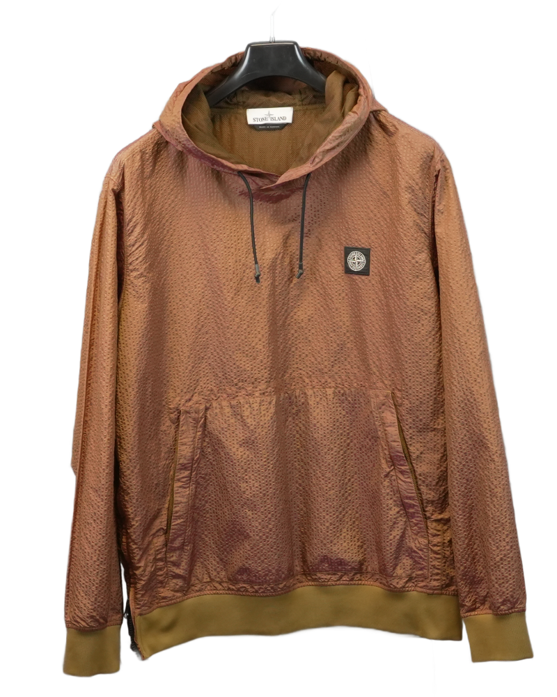 Stone island Poly Cover Frame Nylon Metal Hoodie Burnt Orange front view