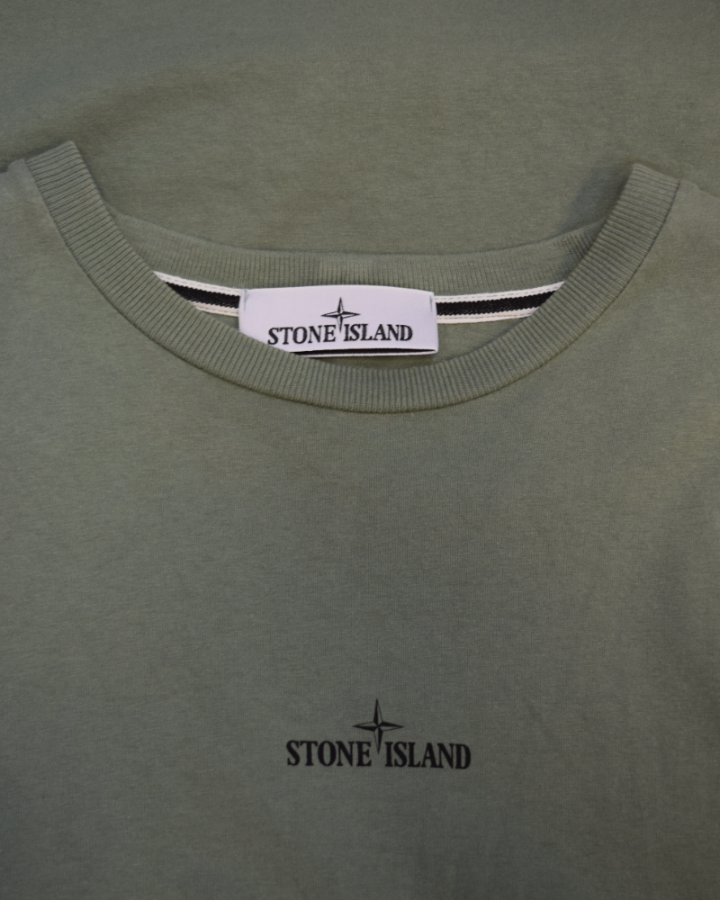 Stone Island Back Print Compass Print T-Shirt Green detail view