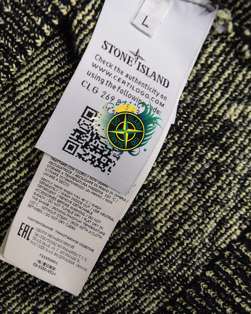 Stone Island Twisted Pixel Camo Knit Jumper Black/Yellow - L