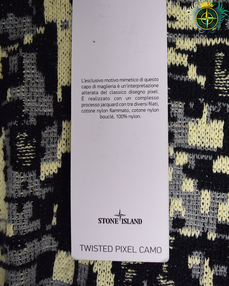 Stone Island Twisted Pixel Camo Knit Jumper Black/Yellow - L