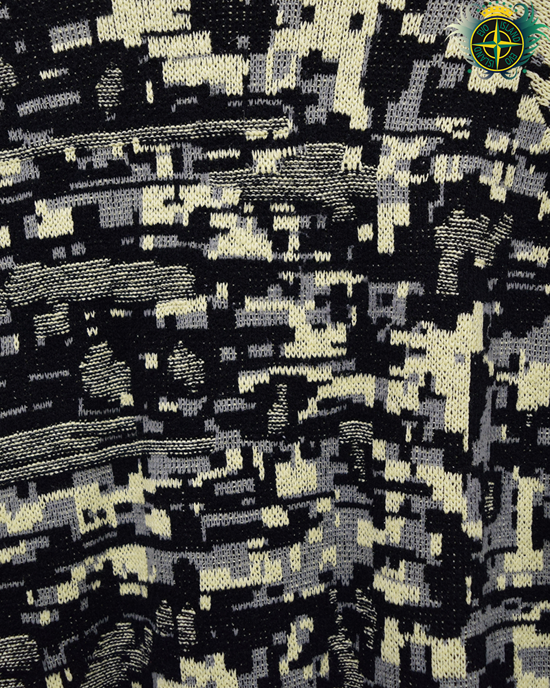 Stone Island Twisted Pixel Camo Knit Jumper Black/Yellow - L