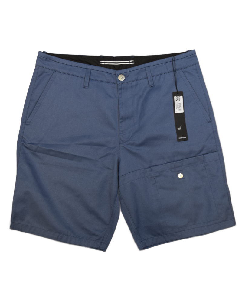 Stone Island Patch Project Cargo Shorts Blue front view