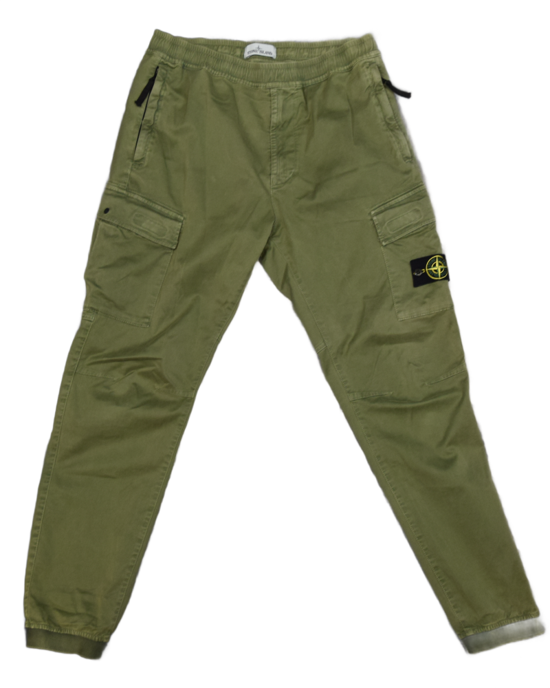 Stone Island Wash Look Cuffed Cargos Green back view