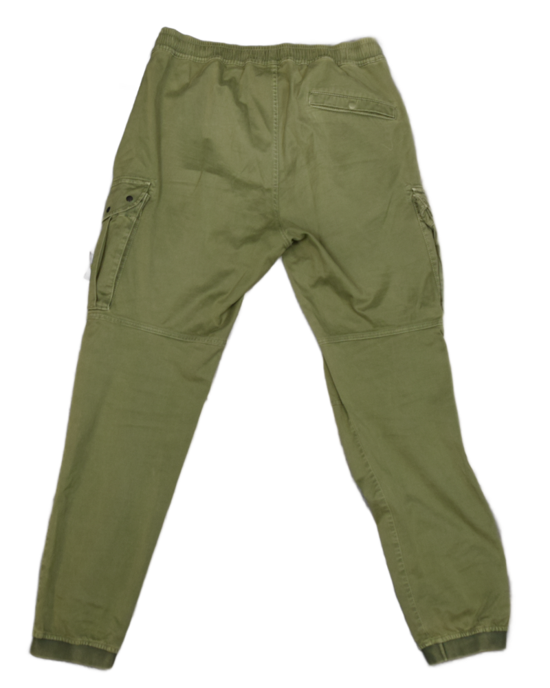 Stone Island Wash Look Cuffed Cargos Green front view