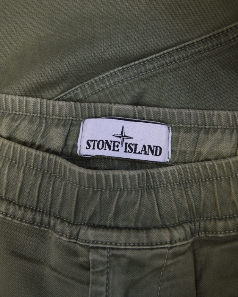 Stone Island Wash Look Cuffed Cargos Green detail view