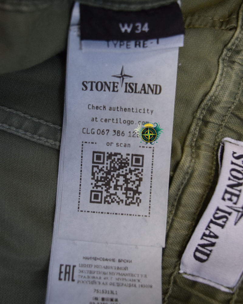 Stone Island Wash Look Cuffed Cargos Green detail view