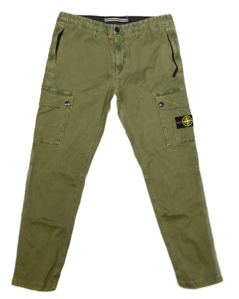 Stone Island Wash Look Cargos Green front view