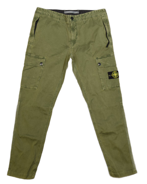 Stone Island Wash Look Cargos Green front view