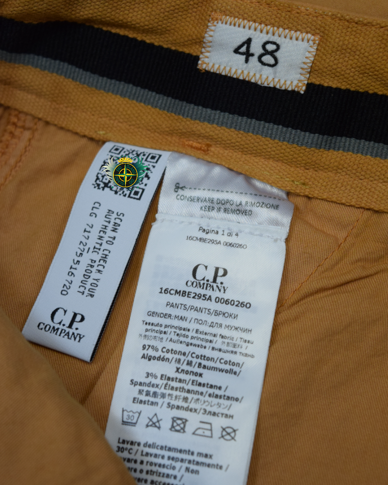 C.P Company Cotton Twill Stretch Bermuda Cargo Shorts Orange detail view