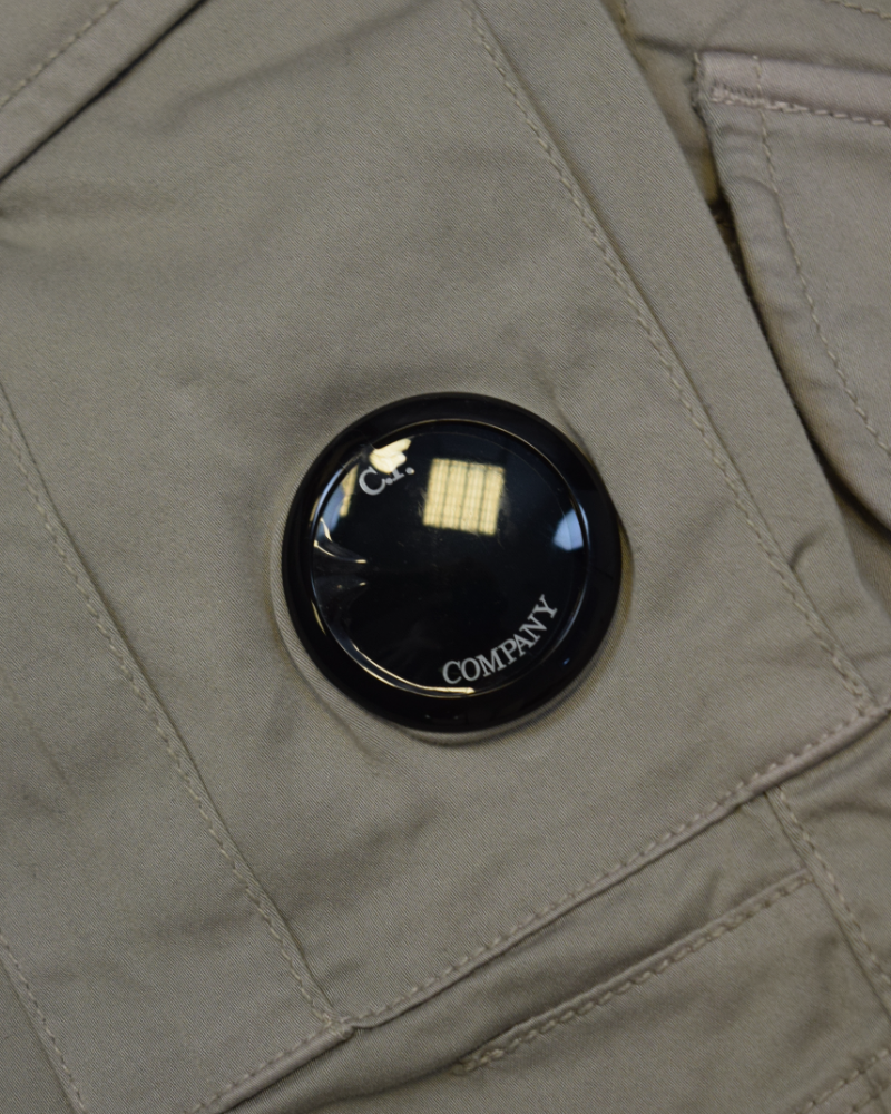 C.P Company Cotton Twill Stretch Bermuda Cargo Shorts Stone detail view