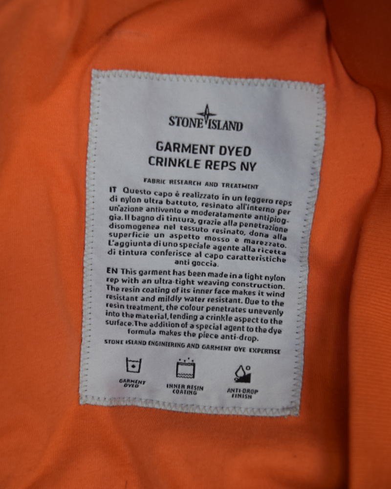 Stone Island Garment Dyed Crinkle Reps NY Jacket Orange detail view