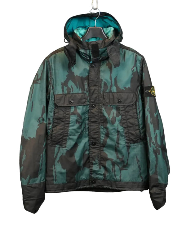 Stone Island Raso Gommato Reverse Colour Process Jacket Black And Green