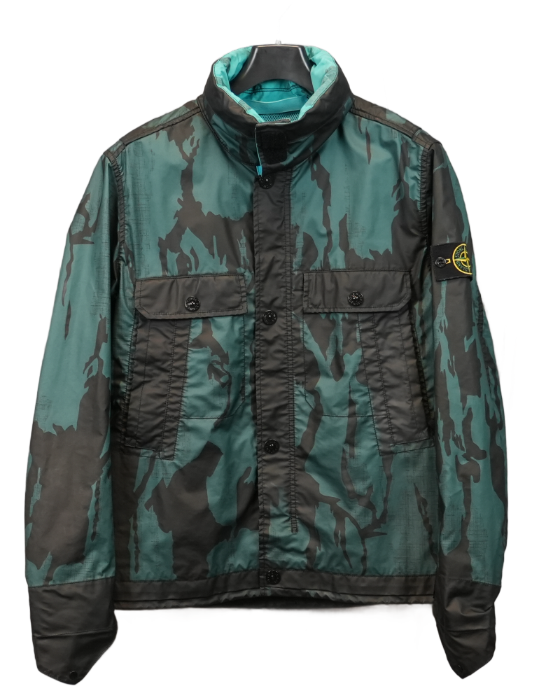 Stone Island Raso Gommato Reverse Colour Process Jacket Black And Green detail view