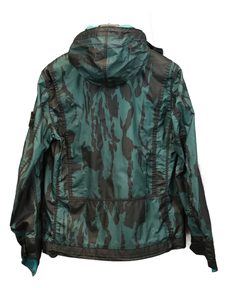 Stone Island Raso Gommato Reverse Colour Process Jacket Black And Green back view
