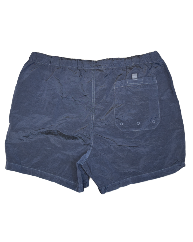 Stone Island Nylon Metal Patch Project Swim Shorts Blue back view