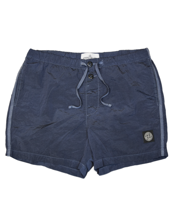 Stone Island Nylon Metal Patch Project Swim Shorts Blue front view