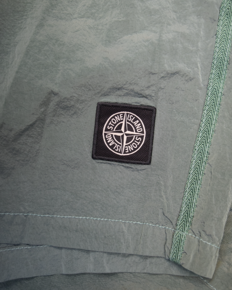 Stone Island Nylon Metal Patch Project Swim Shorts Green detail view