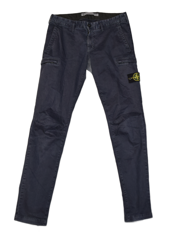 Stone Island Washed Look Cargos Blue front view