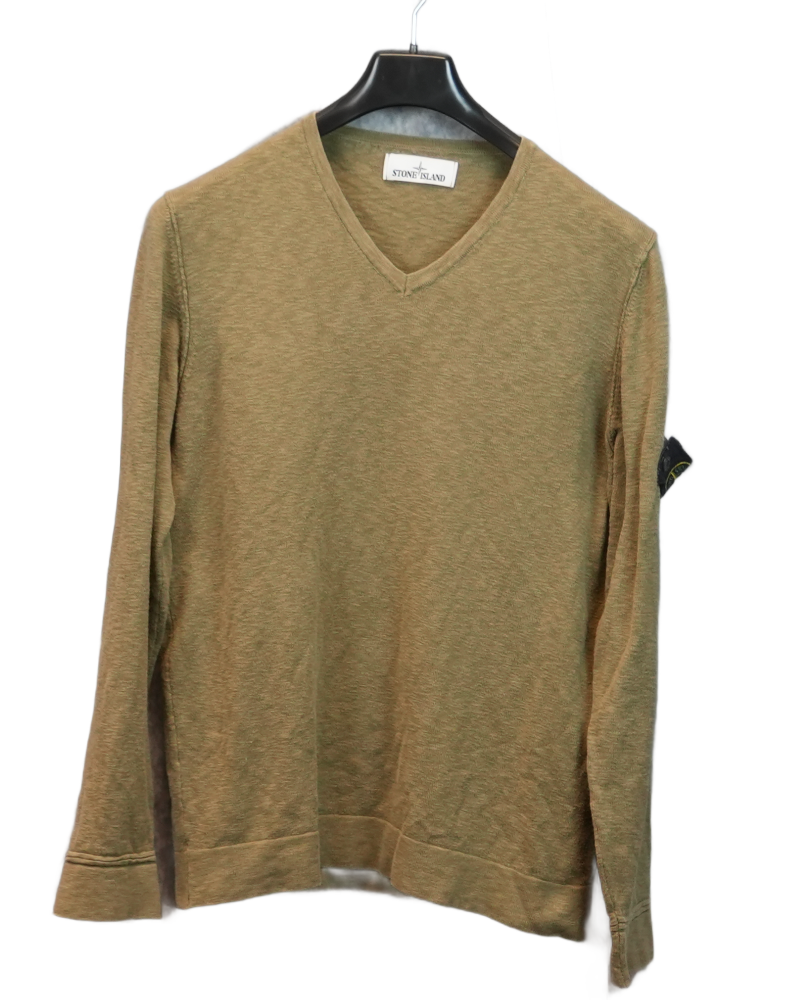 Stone Island green V-neck Green front view