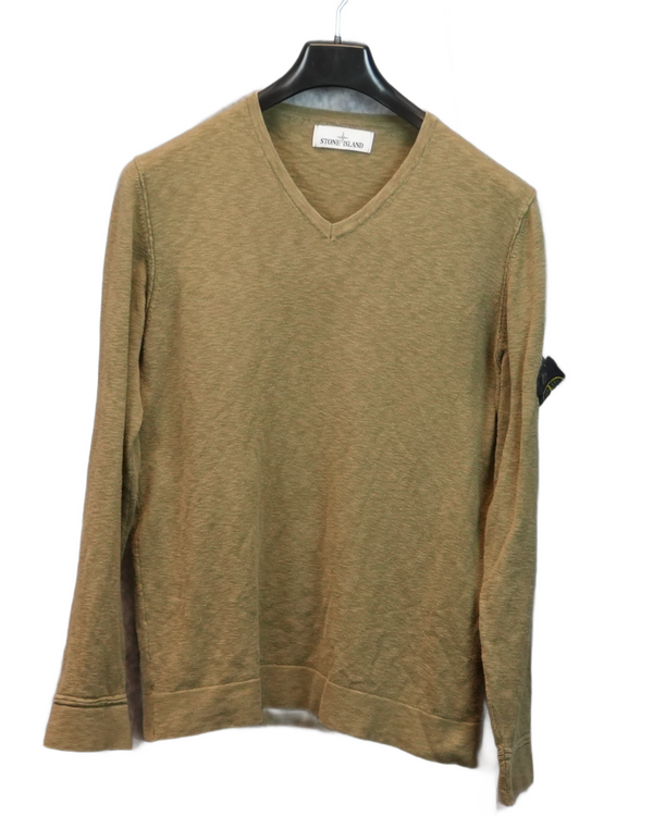 Stone Island green V-neck Green front view