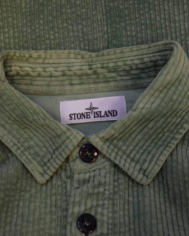 Stone Island Corduroy Overshirt Green detail view