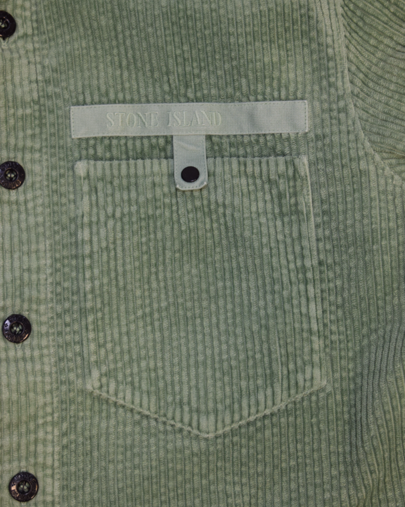 Stone Island Corduroy Overshirt Green detail view