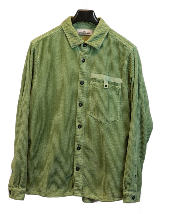 Stone Island Corduroy Overshirt Green front view