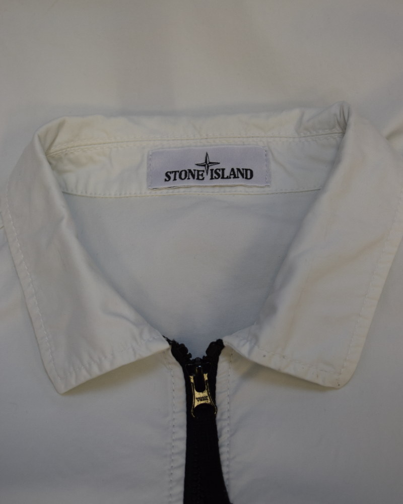 Stone Island Zipped Overshirt White detail view