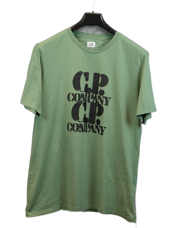 C.P. Company Logo Print T-Shirt Green front view
