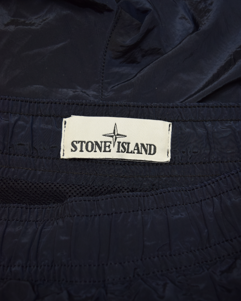 Stone Island nylon metal embroidered logo swim shorts Navy Blue detail view