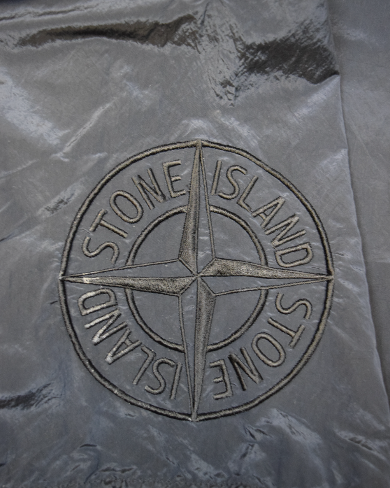 Stone Island nylon metal embroidered logo swim shorts Navy Blue detail view
