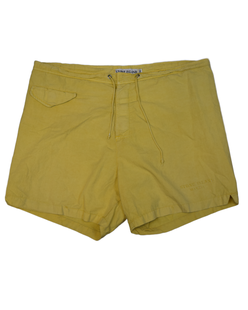 Stone Island Vintage Marina Swim Shorts Yellow front view