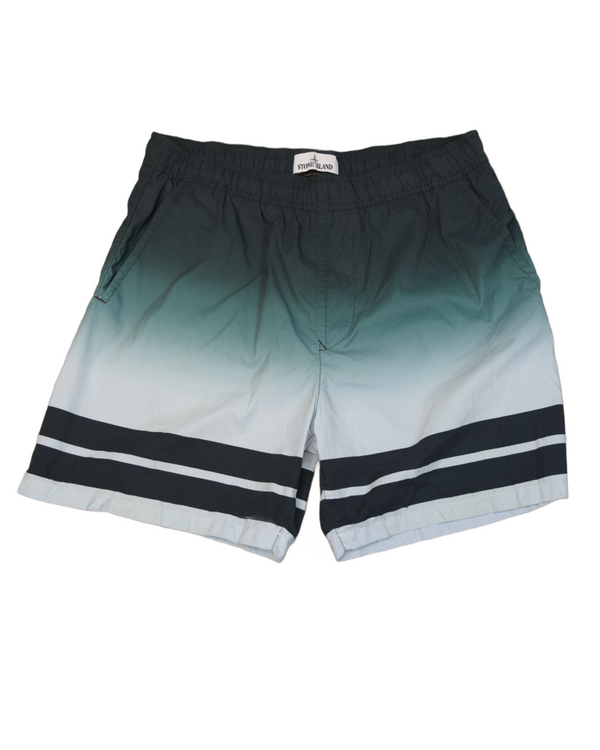 Stone Island Gradiant fade swim shorts Green front view