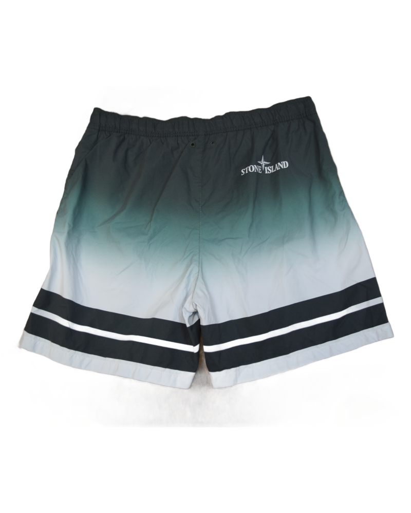Stone Island Gradiant fade swim shorts Green back view