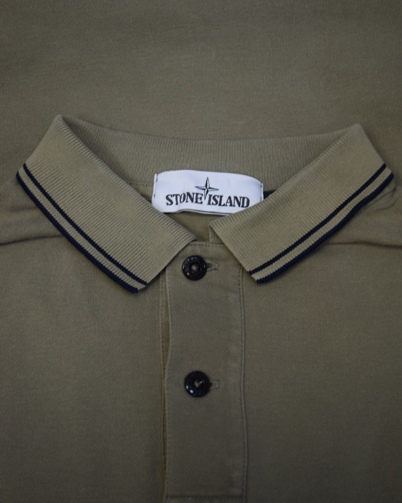 Stone Island Long Sleeved Patch Project Polo Shirt Khaki detail view