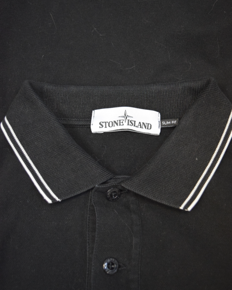 Stone Island Long Sleeved Patch Project Polo Shirt Black detail view